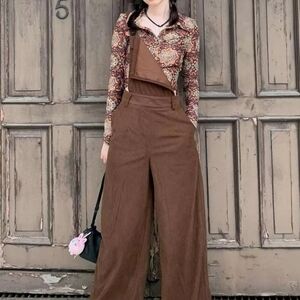 Cider Brown Corduroy Overalls Wide Leg Size Medium NWT